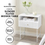 Sarantino Cecil Slender Fluted Bedside Table - White thumbnail 9