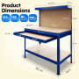 2-Layered Work Bench Garage Storage Table Tool Shop Shelf Blue thumbnail 5