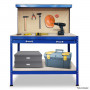 2-Layered Work Bench Garage Storage Table Tool Shop Shelf Blue thumbnail 1
