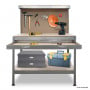 2-Layered Work Bench Garage Storage Table Tool Shop Shelf Silver thumbnail 2