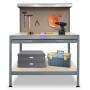 2-Layered Work Bench Garage Storage Table Tool Shop Shelf Silver thumbnail 1