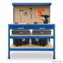 3-Layered Work Bench Garage Storage Table Tool Shop Shelf Blue thumbnail 1