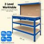 3-Layered Work Bench Garage Storage Table Tool Shop Shelf Blue thumbnail 10
