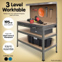 3-Layered Work Bench Garage Storage Table Tool Shop Shelf Silver thumbnail 11