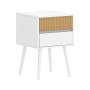 Sarantino Clio Bedside Table Night Stand - White/Natural thumbnail 1