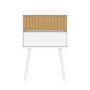 Sarantino Clio Bedside Table Night Stand - White/Natural thumbnail 2