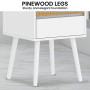 Sarantino Clio Bedside Table Night Stand - White/Natural thumbnail 7
