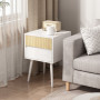 Sarantino Clio Bedside Table Night Stand - White/Natural thumbnail 8