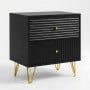 Sarantino Diego Bedside Table Night Stand with 2 Drawers - Black thumbnail 1