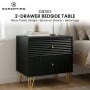 Sarantino Diego Bedside Table Night Stand with 2 Drawers - Black thumbnail 12