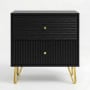 Sarantino Diego Bedside Table Night Stand with 2 Drawers - Black thumbnail 2