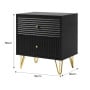 Sarantino Diego Bedside Table Night Stand with 2 Drawers - Black thumbnail 3