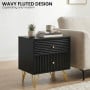 Sarantino Diego Bedside Table Night Stand with 2 Drawers - Black thumbnail 4