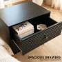 Sarantino Diego Bedside Table Night Stand with 2 Drawers - Black thumbnail 5