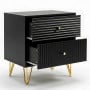 Sarantino Diego Bedside Table Night Stand with 2 Drawers - Black thumbnail 8