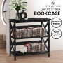 Sarantino Lucas 3-Tier Bookshelf Display Rack in Black thumbnail 11
