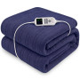 Laura Hill XL Electric Heated Blanket Throw Soft Coral Fleece with 10 Heat Settings - Blue thumbnail 1