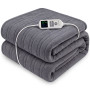 Laura Hill XL Electric Heated Blanket Throw Soft Coral Fleece with 10 Heat Settings - Gray thumbnail 1