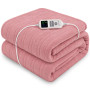 Laura Hill XL Electric Heated Blanket Throw Soft Coral Fleece with 10 Heat Settings - Pink thumbnail 1