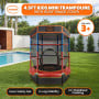 Kahuna 4.5ft Kids Trampoline with Roof Shade Cover & Safety Net Enclosure - Outdoor Indoor Toddler Play Red Blue thumbnail 2
