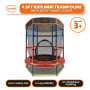 Kahuna 4.5ft Kids Trampoline with Roof Shade Cover & Safety Net Enclosure - Outdoor Indoor Toddler Play Red Blue thumbnail 3