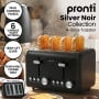 Pronti Silver Noir Collection 4 Slice Toaster with Dual Controls thumbnail 1