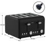 Pronti Silver Noir Collection 4 Slice Toaster with Dual Controls thumbnail 4