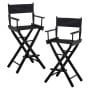 Sarantino Set of 2 Black Tall Directors Chair Beech Wood Frame with Canvas Seat thumbnail 1