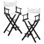 Sarantino Set of 2 White Tall Directors Chair Beech Wood Frame with Canvas Seat thumbnail 1