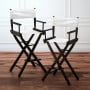 Sarantino Set of 2 White Tall Directors Chair Beech Wood Frame with Canvas Seat thumbnail 8
