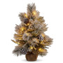 Christabelle 61cm 2ft Alpine Snow Potted Christmas Tree Pre Lit LED Pinecone Hessian Tabletop Festive Holiday Decoration thumbnail 1