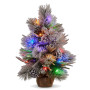 Christabelle 61cm 2ft Alpine Snow Potted Christmas Tree Pre Lit LED Pinecone Hessian Tabletop Festive Holiday Decoration thumbnail 2