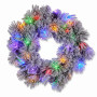 Christabelle 61cm Alpine Snow Christmas Wreath Pre Lit Multi Function LED Timer Pinecone Front Door Xmas Decoration Home thumbnail 1