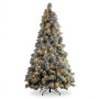 Christabelle 2.3m 7.5ft Alpine Snow Christmas Tree Pre Lit Multi Function LED Flocked Pine Cones Hinged Branches Home thumbnail 2