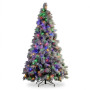 Christabelle 2.3m 7.5ft Alpine Snow Christmas Tree Pre Lit Multi Function LED Flocked Pine Cones Hinged Branches Home thumbnail 1
