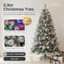 Christabelle 2.3m 7.5ft Alpine Snow Christmas Tree Pre Lit Multi Function LED Flocked Pine Cones Hinged Branches Home thumbnail 3
