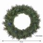 Christabelle 61cm Dorset Pine Christmas Wreath Pre Lit Multi Function LED Battery Operated Front Door Xmas Decoration Home thumbnail 5