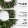 Christabelle 61cm Dorset Pine Christmas Wreath Pre Lit Multi Function LED Battery Operated Front Door Xmas Decoration Home thumbnail 8