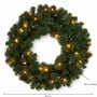 Christabelle 61cm Highland Pine Christmas Wreath Pre Lit Warm White LED Battery Operated Timer Hanging Wall Display Home thumbnail 4