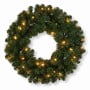 Christabelle 61cm Highland Pine Christmas Wreath Pre Lit Warm White LED Battery Operated Timer Hanging Wall Display Home thumbnail 3