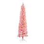 Christabelle 1.8m 6ft Pink Fairy Floss Christmas Tree Pre Lit RGB LED Flocked Slim Artificial Indoor Xmas Decor Home thumbnail 1