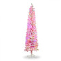 Christabelle 1.8m 6ft Pink Fairy Floss Christmas Tree Pre Lit RGB LED Flocked Slim Artificial Indoor Xmas Decor Home thumbnail 3