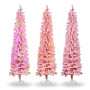 Christabelle 1.8m 6ft Pink Fairy Floss Christmas Tree Pre Lit RGB LED Flocked Slim Artificial Indoor Xmas Decor Home thumbnail 4