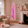 Christabelle 1.8m 6ft Pink Fairy Floss Christmas Tree Pre Lit RGB LED Flocked Slim Artificial Indoor Xmas Decor Home thumbnail 14
