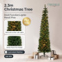 Christabelle 2.3m 7.5ft Pencil Pine Christmas Tree Pre Lit Multi Function LED Slim Artificial Indoor Xmas Decor Home thumbnail 14