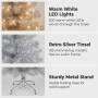 Christabelle 2.1m 7ft Silver Tinsel Christmas Tree Pre Lit Warm White LED Retro Artificial Indoor Xmas Decor Home thumbnail 6