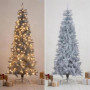 Christabelle 2.1m 7ft Silver Tinsel Christmas Tree Pre Lit Warm White LED Retro Artificial Indoor Xmas Decor Home thumbnail 8