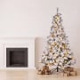Christabelle 2.3m 7.5ft Snowy Dorset Pine Christmas Tree Pre Lit Multi Function LED Lightly Flocked Artificial Xmas Decor thumbnail 4