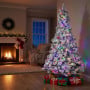 Christabelle 2.3m 7.5ft Snowy Dorset Pine Christmas Tree Pre Lit Multi Function LED Lightly Flocked Artificial Xmas Decor thumbnail 11