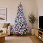 Christabelle 2.3m 7.5ft Snowy Dorset Pine Christmas Tree Pre Lit Multi Function LED Lightly Flocked Artificial Xmas Decor thumbnail 17
